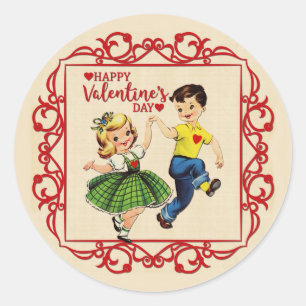 Dancing Valentine Sweethearts Classic Round Sticker