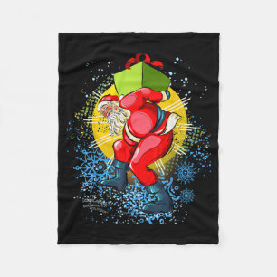 Dancing Vintage Santa Claus Christmas Graphic  Fleece Blanket