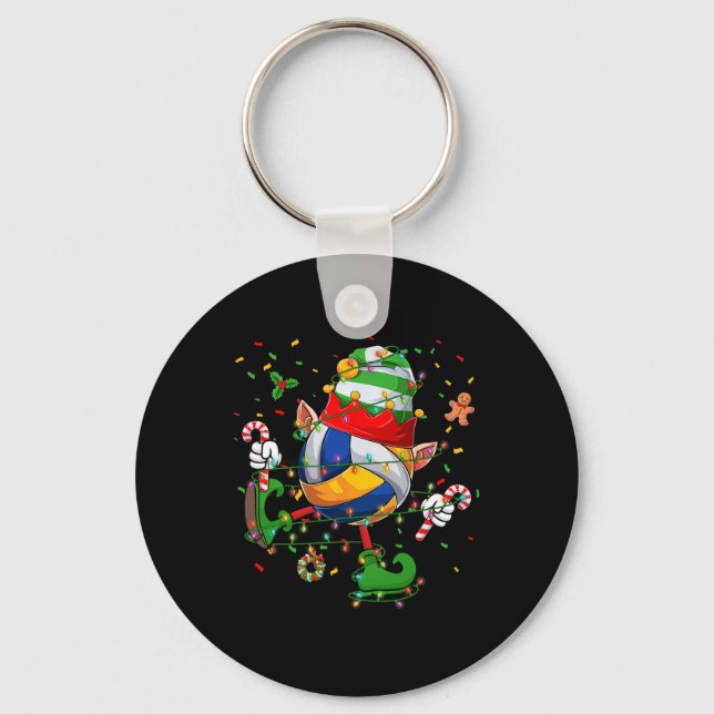 Dancing Volleyball Ball Elf Hat Scute Ss Cute Sss  Key Ring (Front)