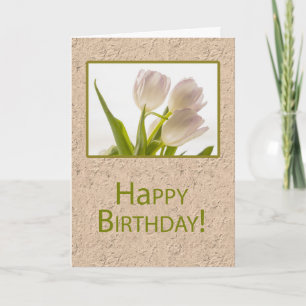 Dancing White Birthday Tulip Flowers Card