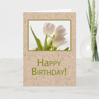 Dancing White Birthday Tulip Flowers Card