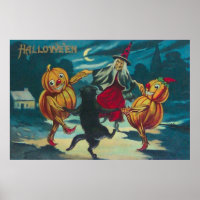 Dancing Witch Jack O' Lantern Monster Black Cat