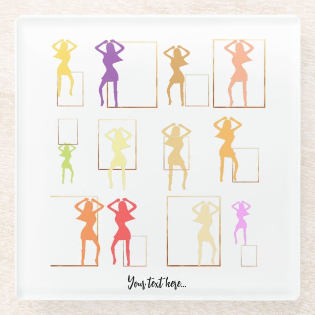 Dancing with Colours Female Kaleidoscope Glass Coaster (Front)