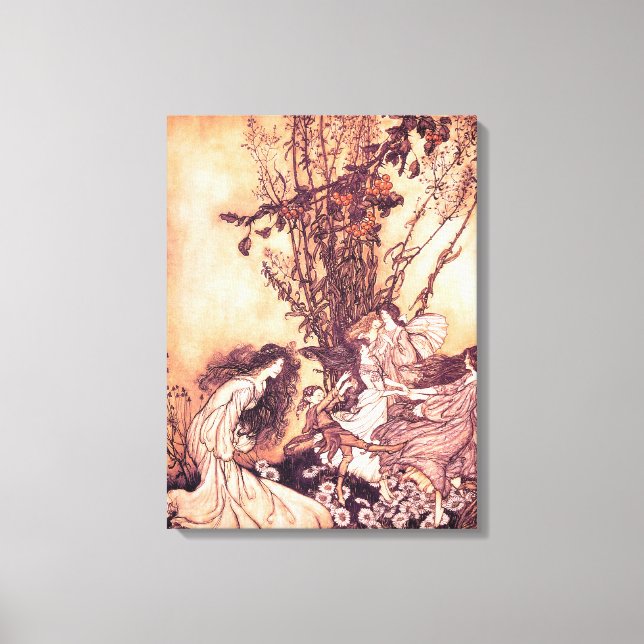 Dancing with Fairies Arthur Rackham Illustration Canvas Print (Front)