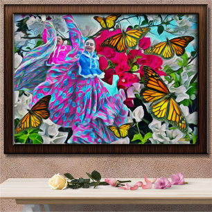 Dancing with Flowers & Butterflies PV01 Art Print