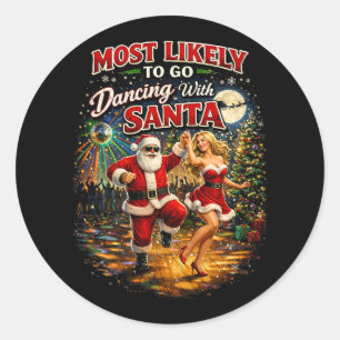 Dancing with Santa Classic Round Sticker