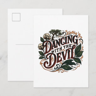 Dancing With The Devil Gothic Art Invitation Postcard