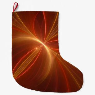 Dancing With The Light Modern Abstract Fractal Art Large Christmas Stocking