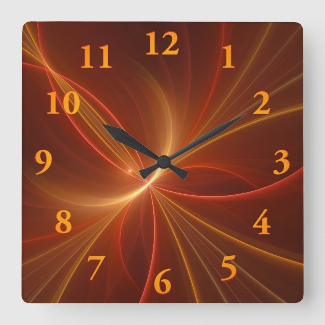 Dancing With The Light Modern Abstract Fractal Art Square Wall Clock (Front)