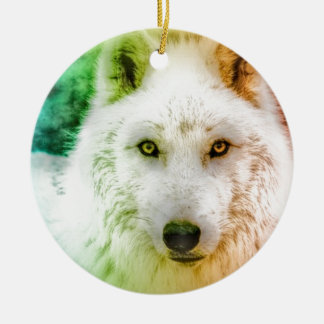 Dancing Wolf Ceramic Tree Decoration