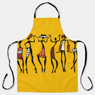 Dancing woman in traditional ethnic style seamless apron