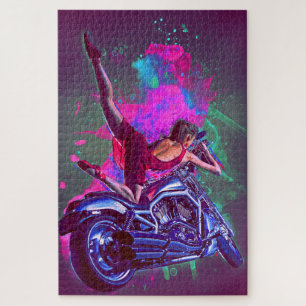 Dancing Woman with Her Motorcycle Jigsaw Puzzle