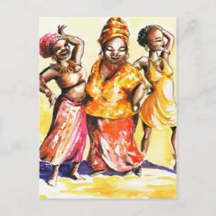 Dancing women postcard