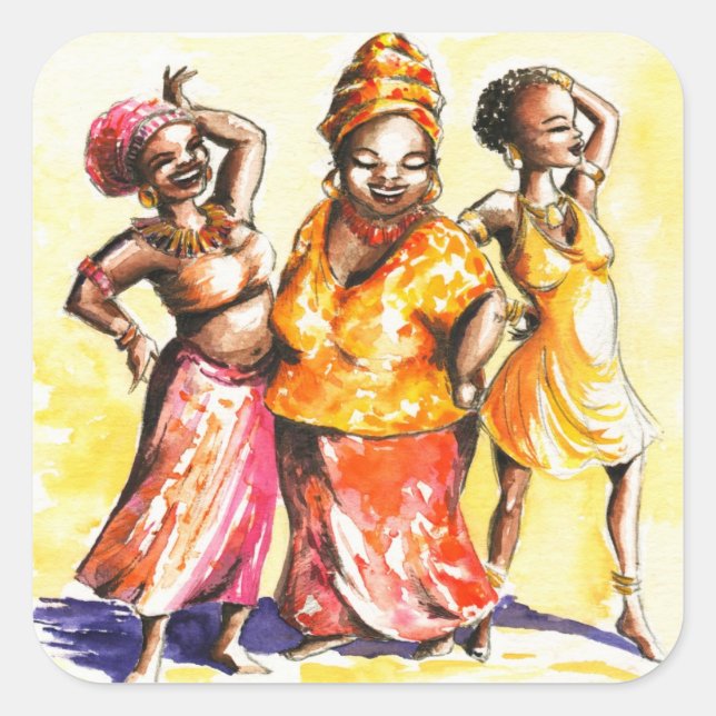 Dancing women square sticker (Front)