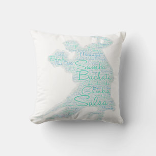 Dancing Word Art Couple Bachata Salsa Cushion