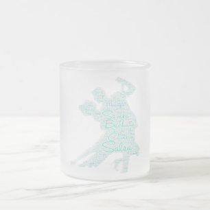 Dancing Word Art Couple Bachata Salsa Frosted Glass Coffee Mug