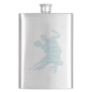 Dancing Word Art Couple Bachata Salsa Hip Flask