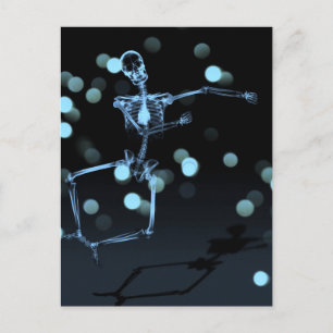 Dancing X-Ray Skeleton - Blue Postcard
