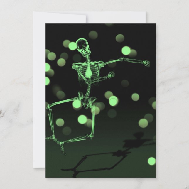 Dancing X-Ray Skeleton - Green Invitation (Front)