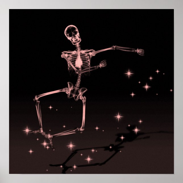 Dancing X-Ray Skeleton - Red Poster (Front)