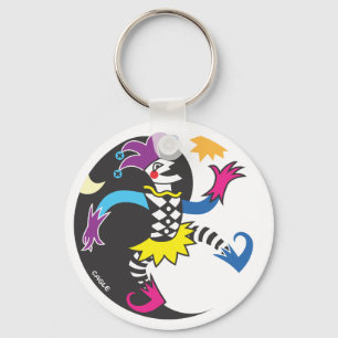 Dancing yinyang jester keychain