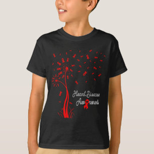 Dandelion & Red Ribbons Flying Out Heart Disea T-Shirt