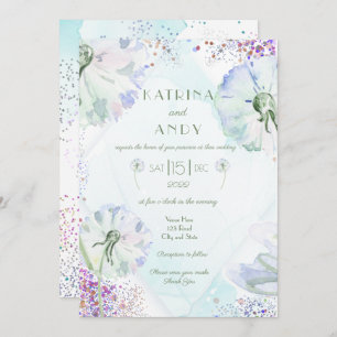 Dandelion and Glitter Wedding Invitation 