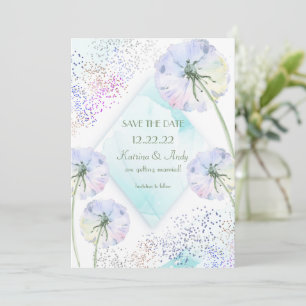 Dandelion and Glitter Wedding Save The Date Invitation