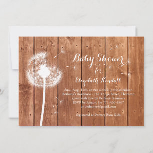 Dandelion Baby Shower Invitation - oak