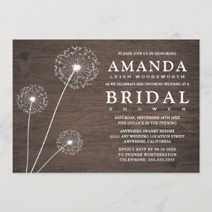Dandelion Barn Wood Bridal Shower Invitations