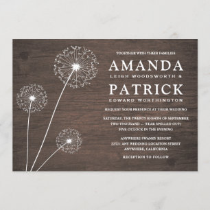 Dandelion Barn Wood Country Wedding Invitations