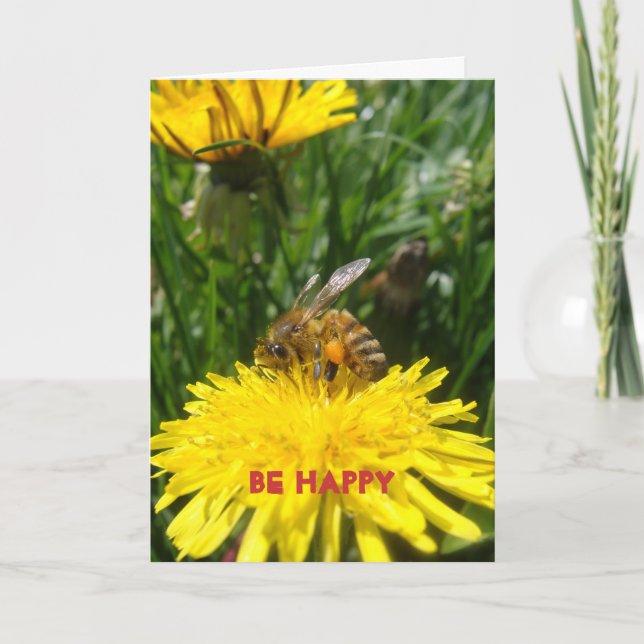 Dandelion Bee Happy Card (Front)
