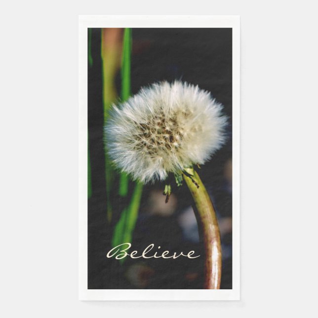 Dandelion Believe Green Seasonal  Napkin (Front)