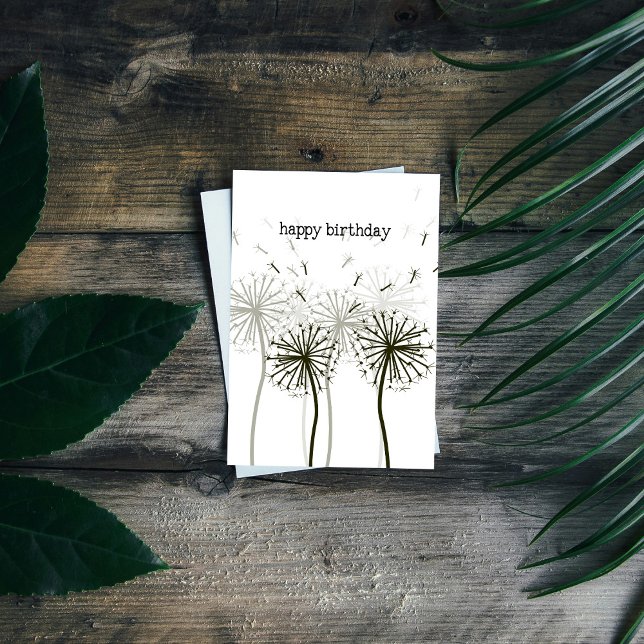 Dandelion Birthday Card (Unique Birthday Cards: Geometric and Flat Art styles featuring florals, animals, and modern designs.)