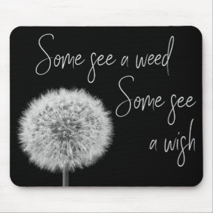 Dandelion black white closeup photo inspirational mouse mat
