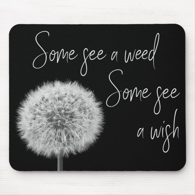 Dandelion black white closeup photo inspirational mouse mat (Front)
