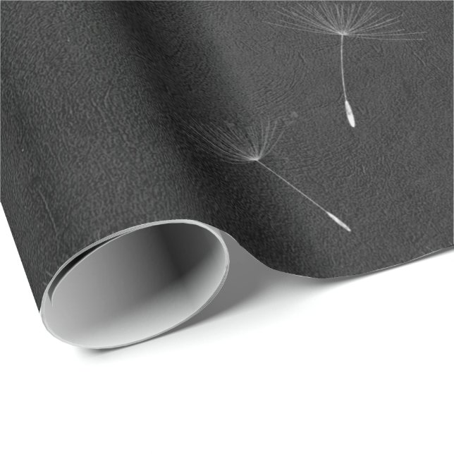 Dandelion Black  White Lines Chalkboard Lines Wrapping Paper (Roll Corner)