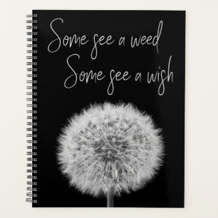 Dandelion black white macro photography inspiring planner