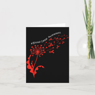 Dandelion Blood Cancer Awareness Ribbon Red Suprt Card