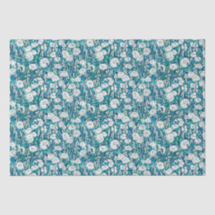 Dandelion Bloom Summer Flowers Floral Pattern Teal Tissue Paper