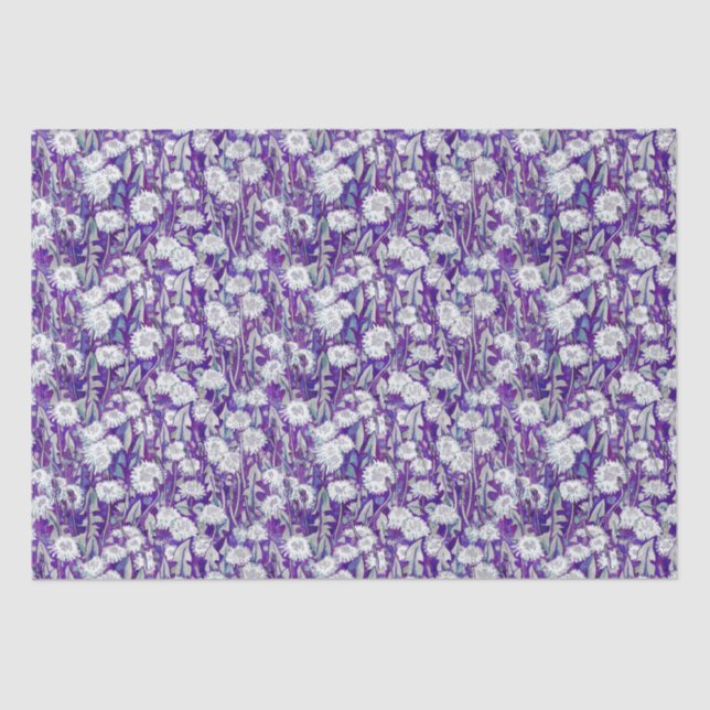 Dandelion Bloom Summer Flowers Floral Pattern Teal Tissue Paper (Front)