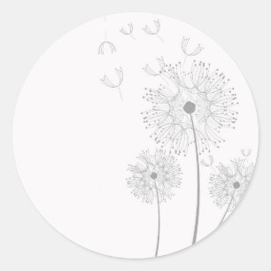 Dandelion Blossoms Vines Romantic Wedding Shower Classic Round Sticker