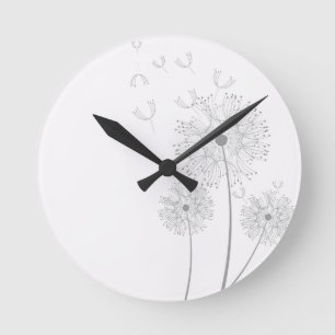 Dandelion Blossoms Vines Romantic Wedding Shower Round Clock