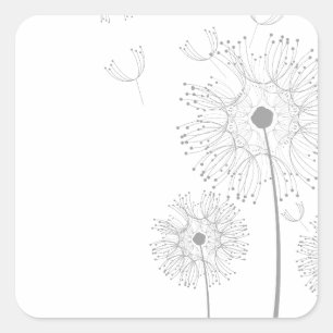 Dandelion Blossoms Vines Romantic Wedding Shower Square Sticker