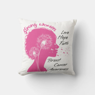 Dandelion Breast Cancer Awareness Pink Ribbon Cushion