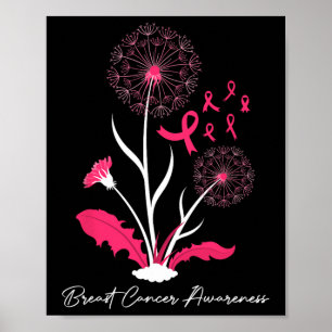 Dandelion Breast Cancer Awareness Pink Ribbon Supp Poster