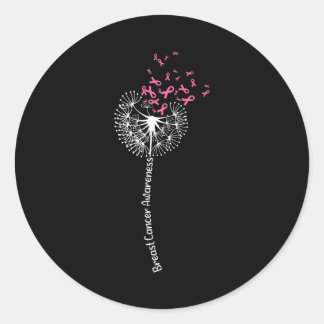 Dandelion Breast Cancer Awareness Warrior Pink Classic Round Sticker