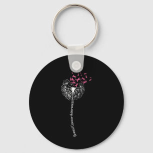 Dandelion Breast Cancer Awareness Warrior Pink Rib Key Ring