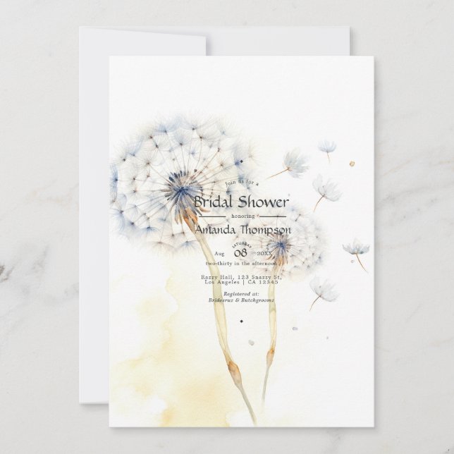 Dandelion Bridal Shower Invitation (Front)