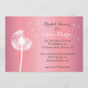 Dandelion Bridal Shower Invitation on Rose Gold